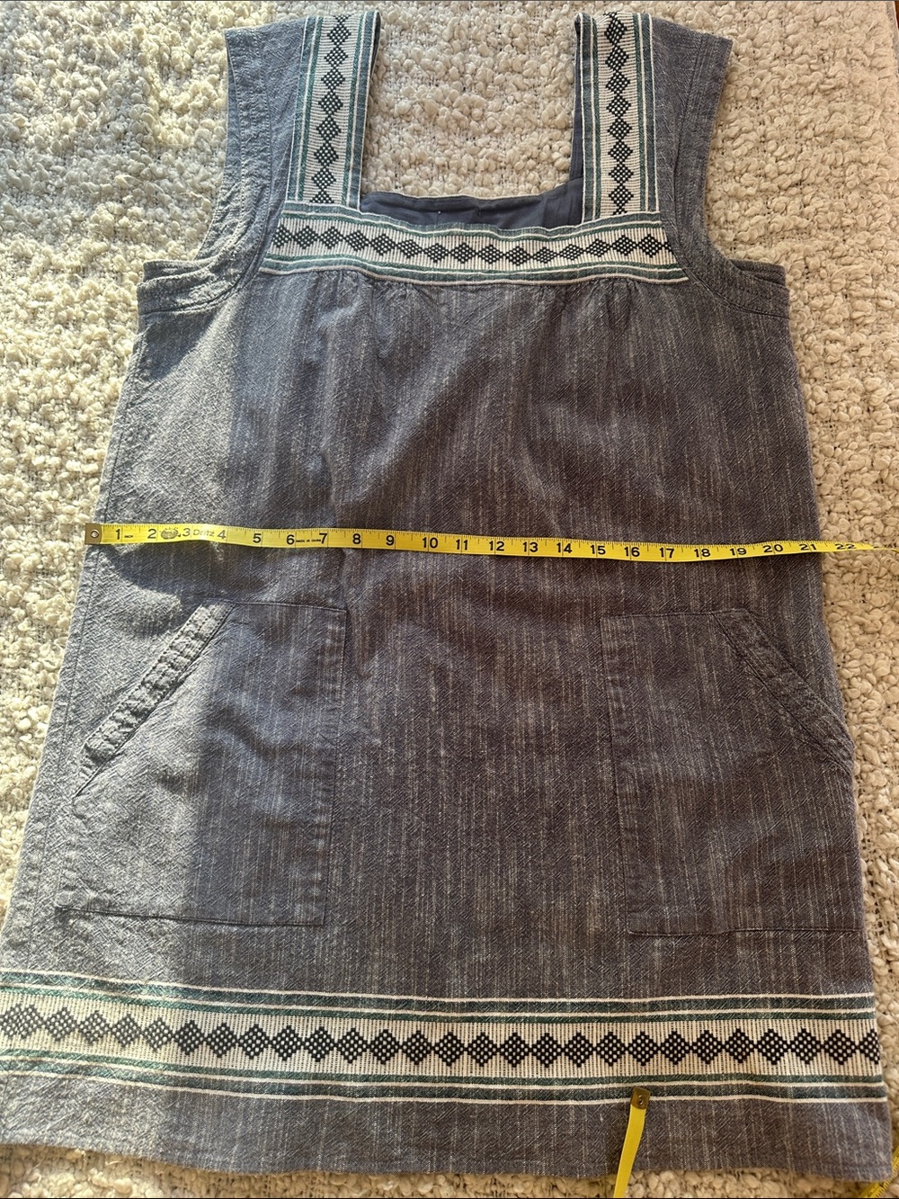 Faherty Blue Organic Cotton Embroidered Square-Neck Summer Dress - Picture 10 of 14